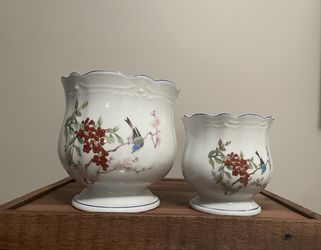 TWO Vintage Takahashi Flower Planters. Made in Japan