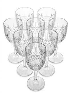 Set of 8 Elegant Crystal Stemware Glasses / Wine Goblets – Like New (Used Only Once)