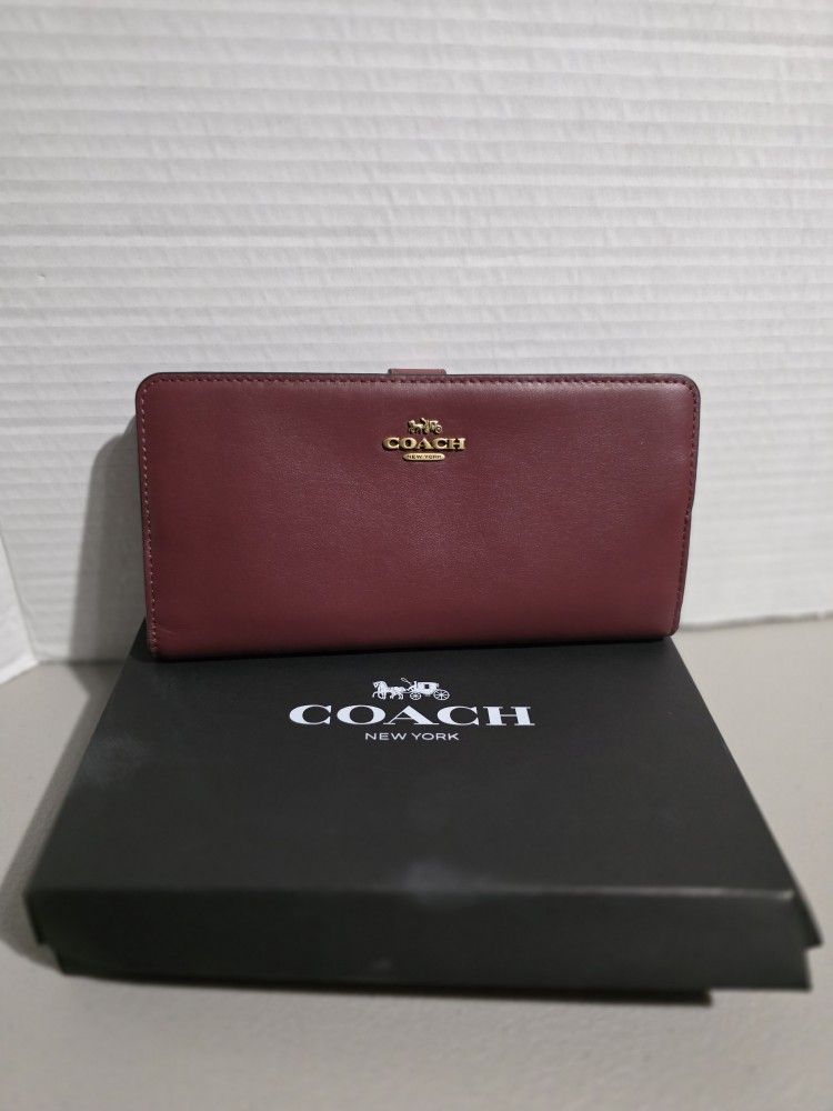 Coach Slim Burgundy Wine Colored Wallet