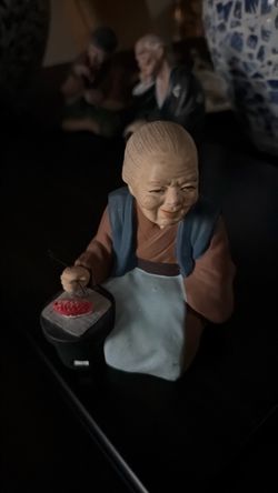 Japanese Ceramic Figurine Elderly Woman