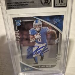 D ANDRE SWIFT AUTOGRAPHED ROOKIE CARD BECKETT 10 MINT