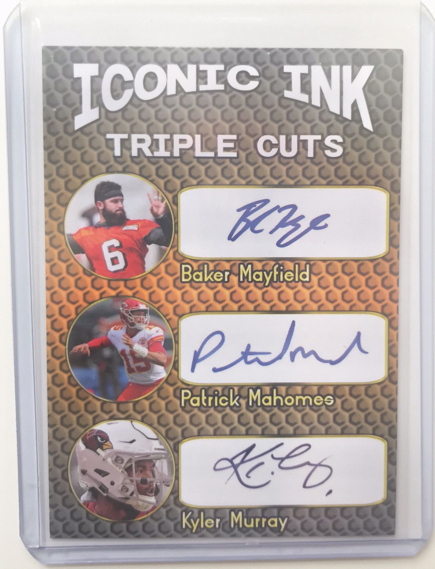 Patrick Mahomes baker Mayfield Kyler Murray Iconic ink triple cut