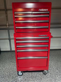 Husky Tool Storage 27 in. W × 18 in. D Standard Duty Red Rolling Tool Chest Combo