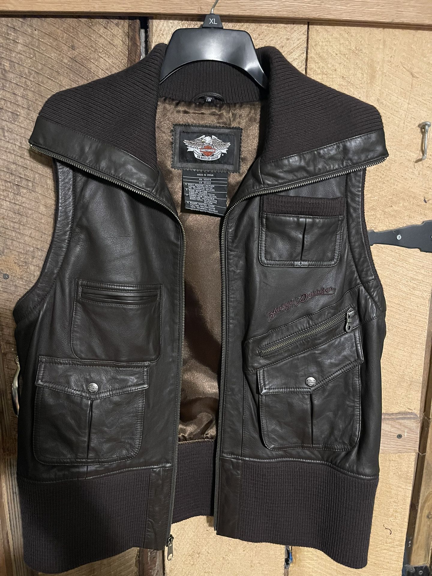 Leather Harley Zip Up Vest