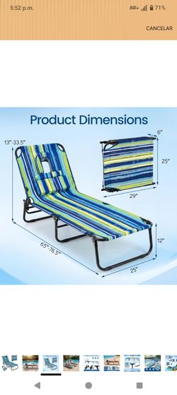 Folding Beach Lounge Chair with Face Hole