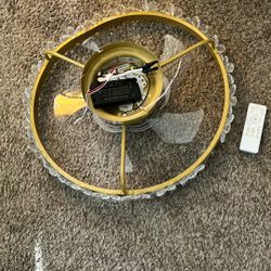 22'' Gold Crystal Ceiling Fan with Lights