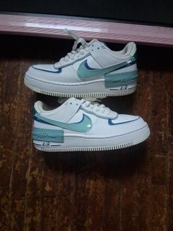 Nike Air Force 1 Shadow sneakers in a white/mint/blue colorway.Size 7