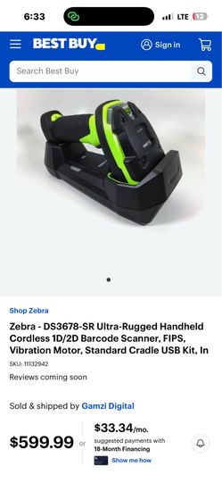 NEW Zebra DS3678 Barcode Scanner Kit