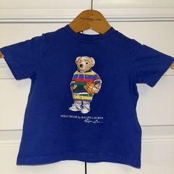 Toddler sz 18M Blue Polo Bear Ralph Lauren short sleeve shirt 
