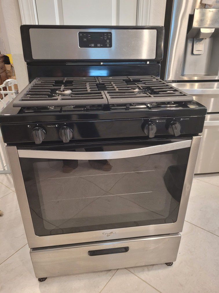 Whirlpool Gas Oven Black and Stainless