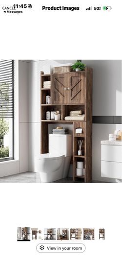 Over the Toilet Storage Cabinet, Freestanding Storage Cabinet Over Toilet, Bathroom Storages Organizer Cabinets with Toilet Paper Holder Stand and Adj