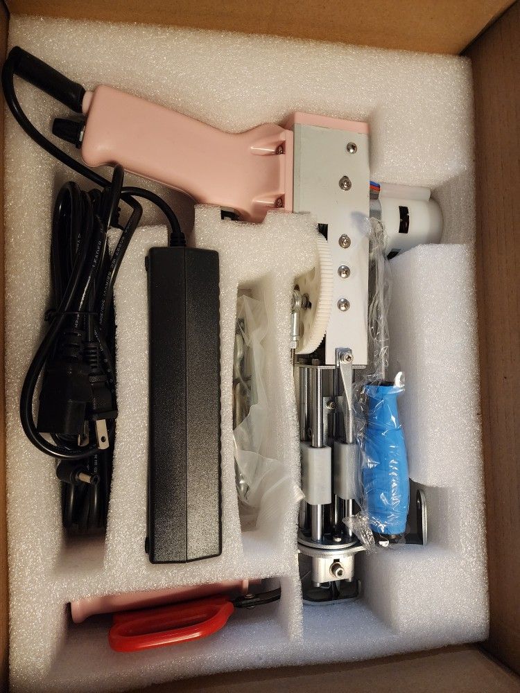Tufting Gun Kit for Cut/Loop Pile Carpets, Push Button Speed ​​Control, Suitable for Professionals Beginners, Pink 