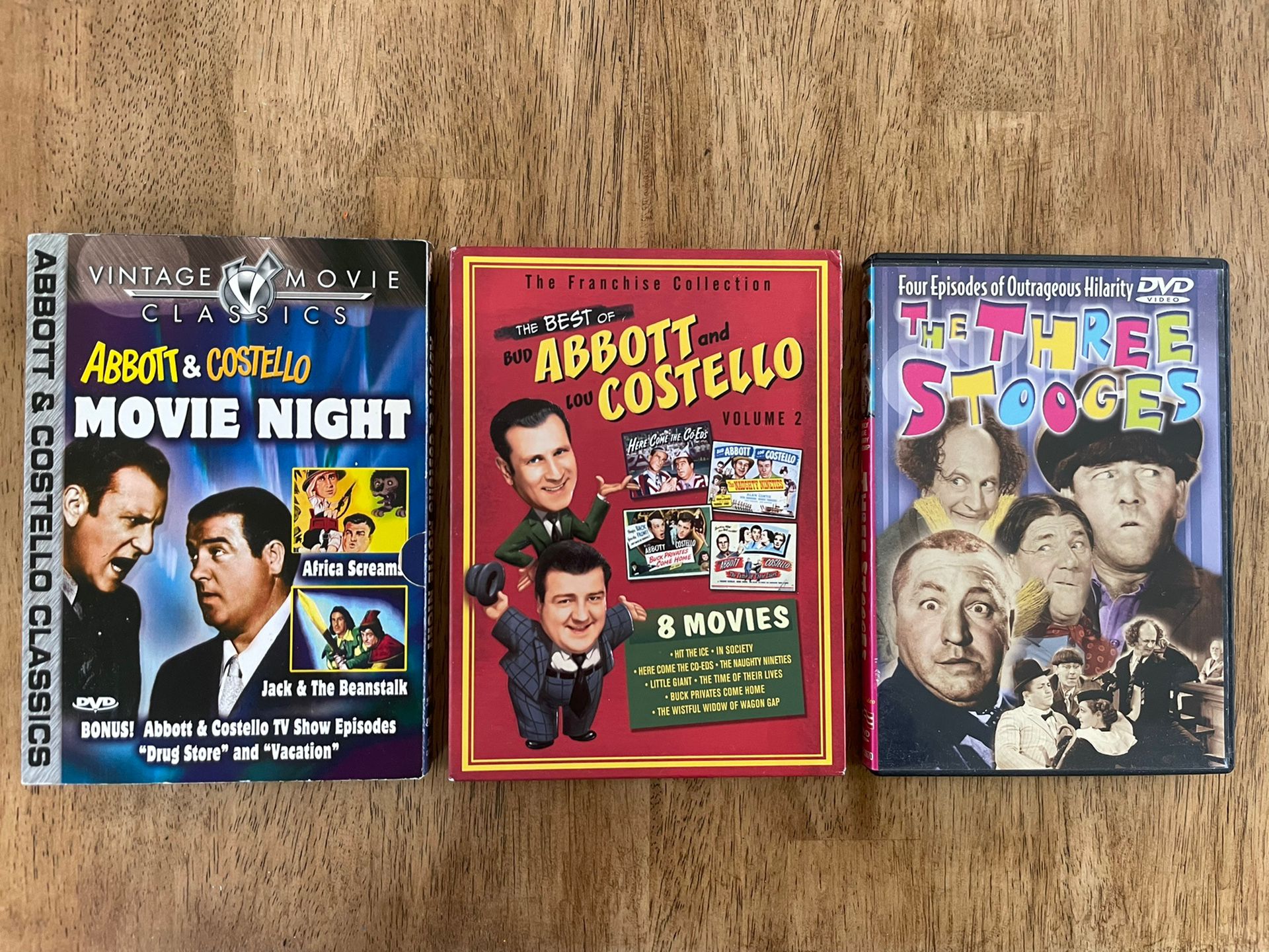 Abbott and Costello and Three Stooges DVD’s