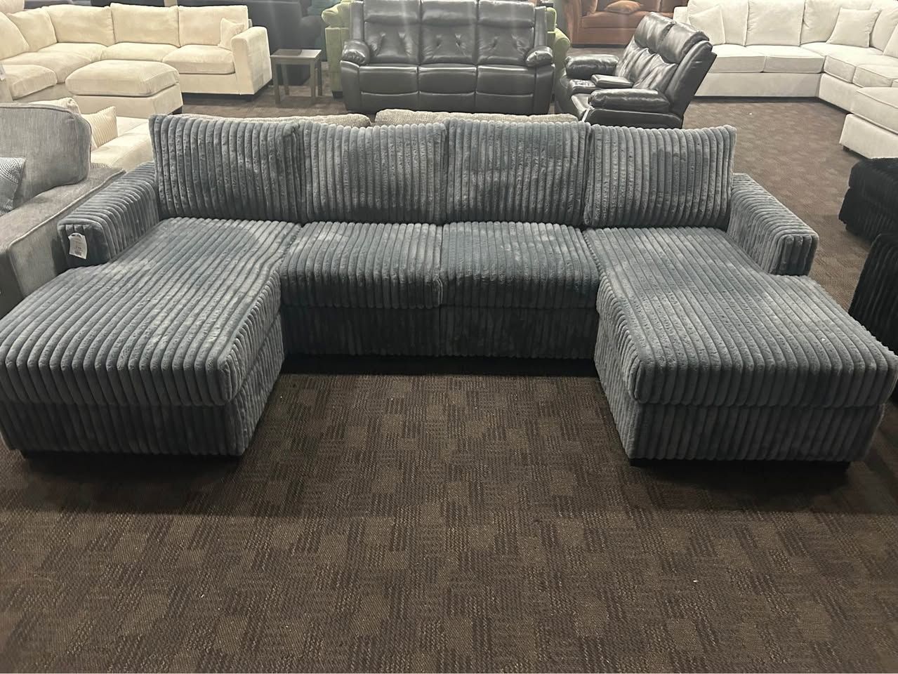 BLACK FRIDAY SALE! Thick slate gray sectional w/ double chaise 