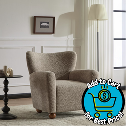 Christopher Knight Home Wingback Chair, Boucle Upholstered Accent Chair with Solid Wood Legs, Light Brown