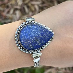 925 Silver Overlay Lapis Lazuli Bracelet 