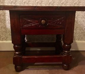 Antique vintage solid wood side table