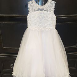 Flower girl/ First Communion Dress - White-Size 5