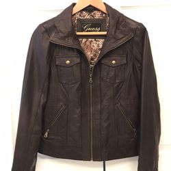 Women's Dark Brown Leather Jacket - Small