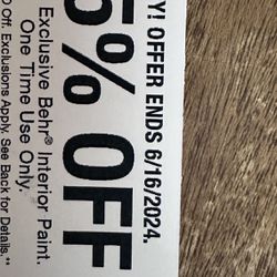 Home Depot 15% Off Coupon For Behr Interior Painting (max $200 Off) Expire On 6/16