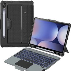 Nillkin for Samsung Galaxy Tab S10 Plus/S9 Plus 12.4" Case with Detachable Keyboard, 7-Color Backlit, Trackpad, S Pen Holder, Rugged Keyboard Case wit