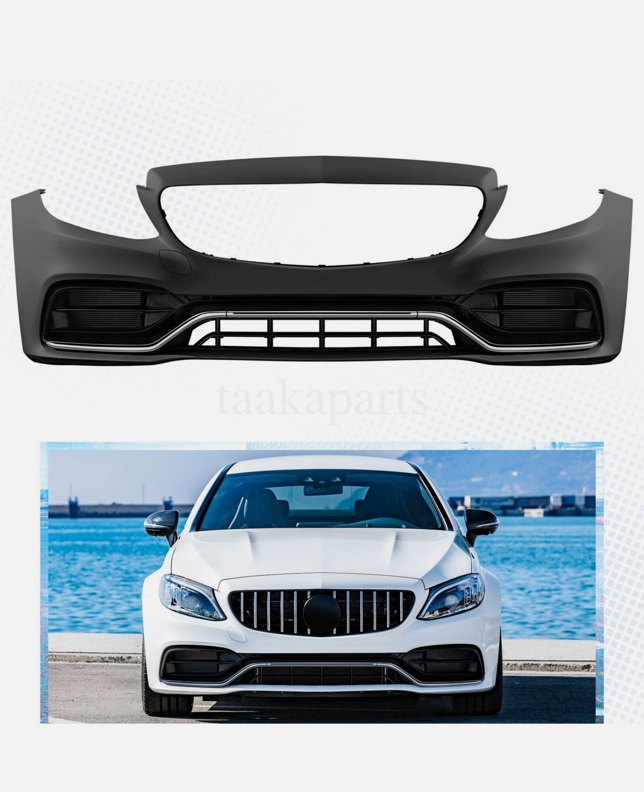 C63 AMG Style Front Bumper Cover Kit for Mercedes Benz C-Class 15-18 W205