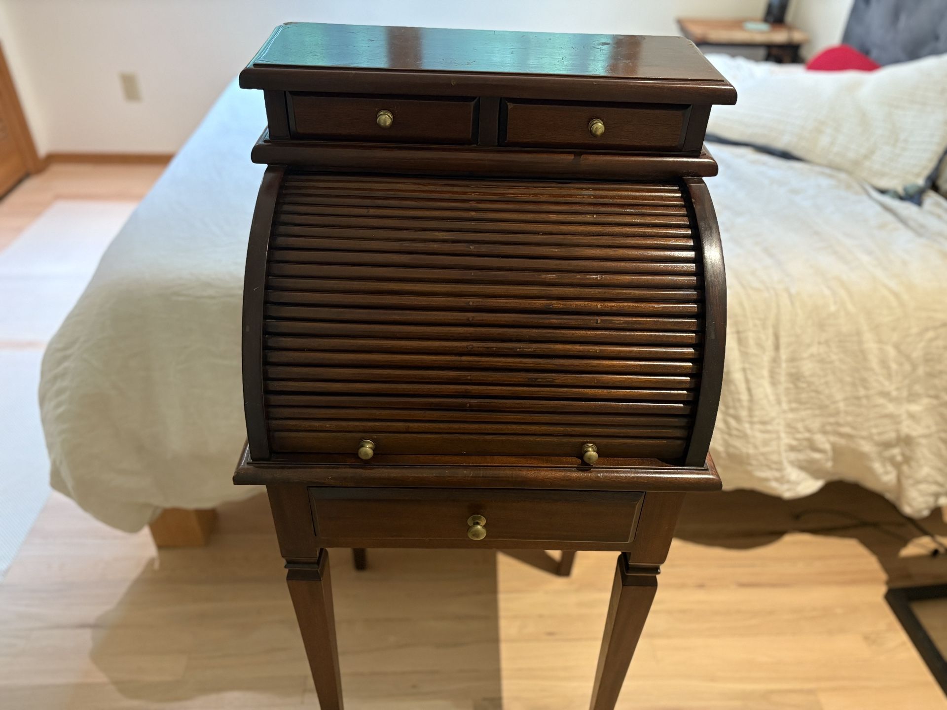 Wooden roll-top writing desk