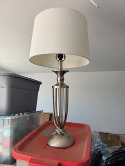 Satin nickel table lamp