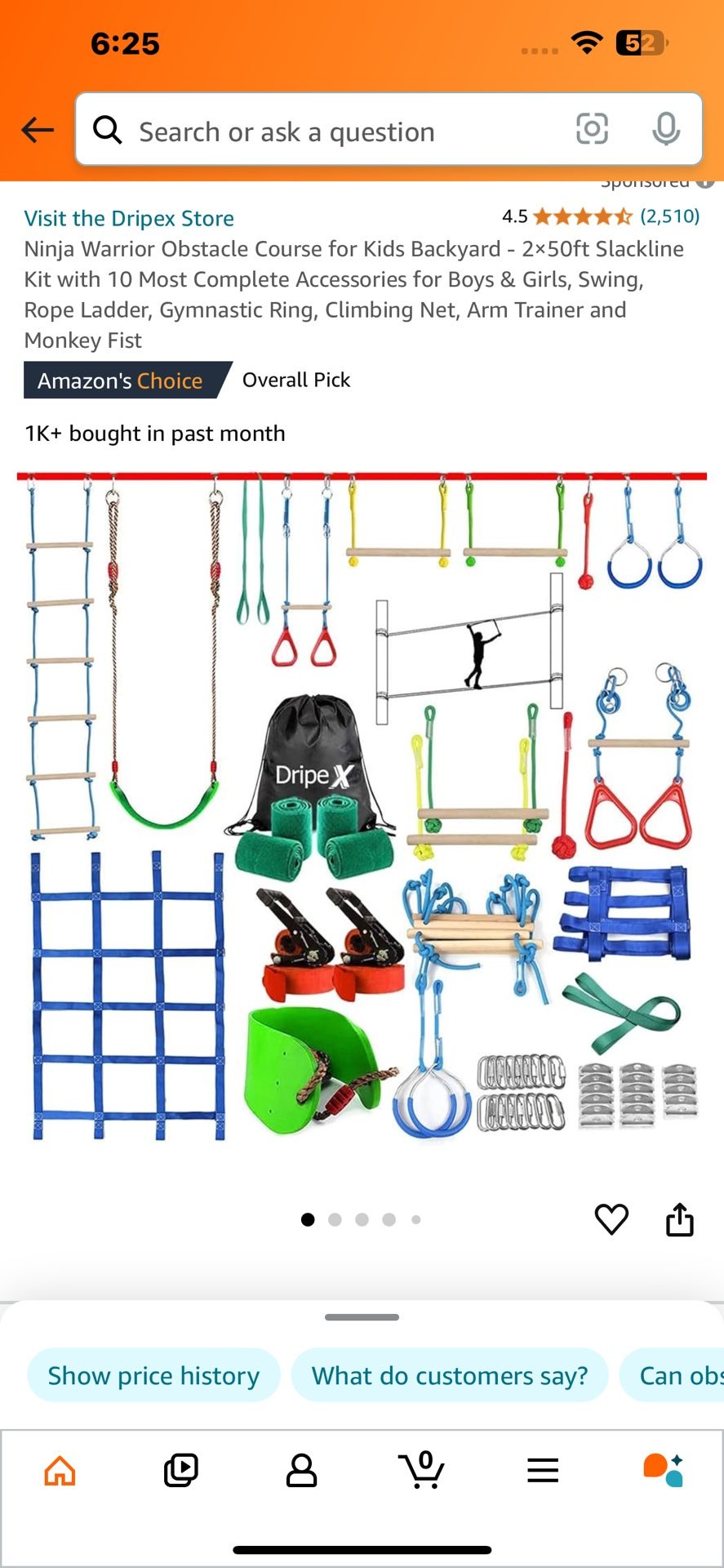 Kids Ninja Outdoor Obstacle Course Zip Line