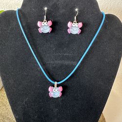 Glittery Crab Jewelry Set - Necklace and Earrings