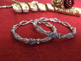 Indian Traditional Gold plated with Diamond look stones 2 Bangle set Size 2.4