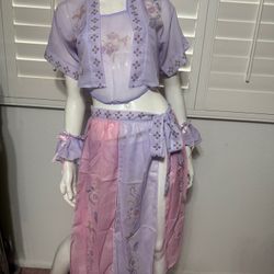 New Small sheer lavender crop top panty Lingere skirt set outfit festival alt