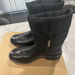 Aquatalia Black Leather Zipper Boot Women’s Size 9.5