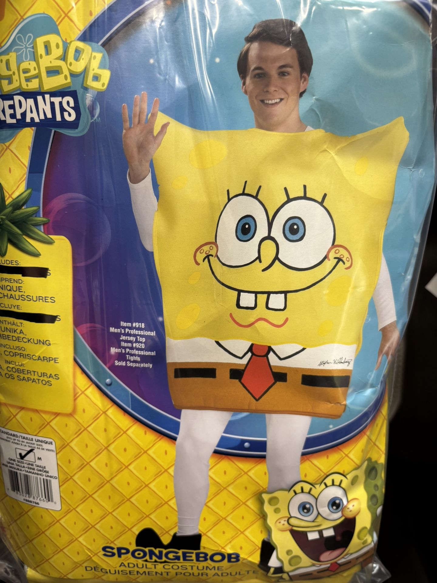 New, Adult SpongeBob Costume Fits Up To Size 44 Jacket
