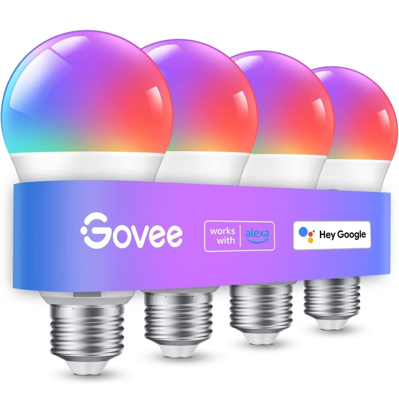 Govee Smart Light Bulbs, Color Changing Light Bulb, Work with Alexa and Google Assistant, 16 Million Colors RGBWW, WiFi & Bluetooth LED Light Bulbs