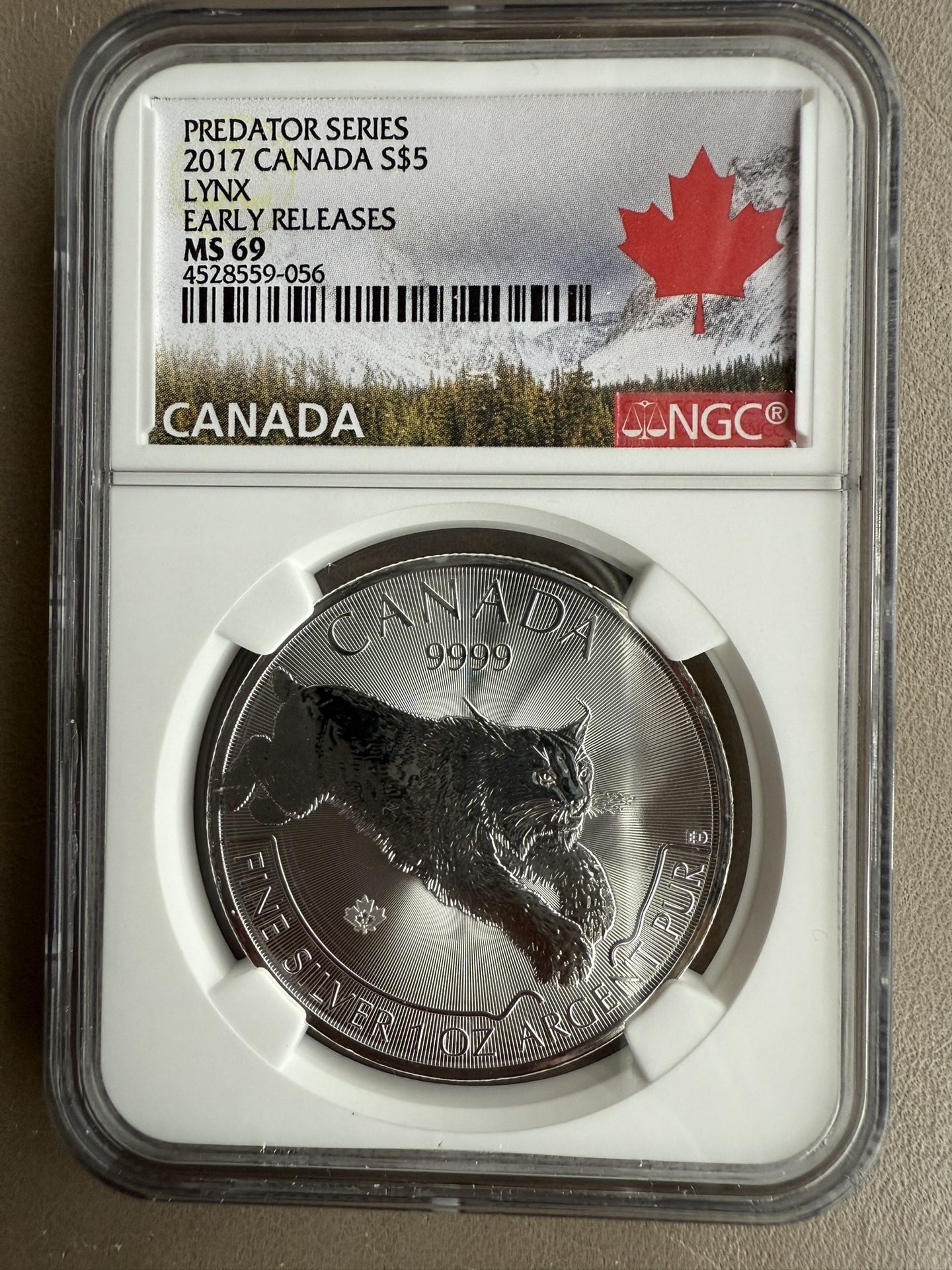 2017 NGC MS69 CANADA LYNX 1oz SILVER COIN 