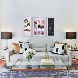 24 x 33 Inches Wall Mount Decoration Assortment with Poster Picture Frame Collage, Magnetic Chalkboard, Storage Pocke