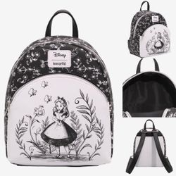 Loungefly Disney Alice In Wonderland Black & White Mini Backpack 
