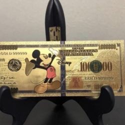 Mickey Mouse (Disney) 24k Gold Foil Plated Banknote