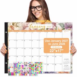 Large Desk Calendar 2027-2028,Jan 2027-Jun 2028,Gannyfer 18-Month Calendar