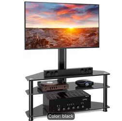 TV StandTV Stand with Mount with 3 Tier Tempered Glass Shelves for 32-75 Inch TVs