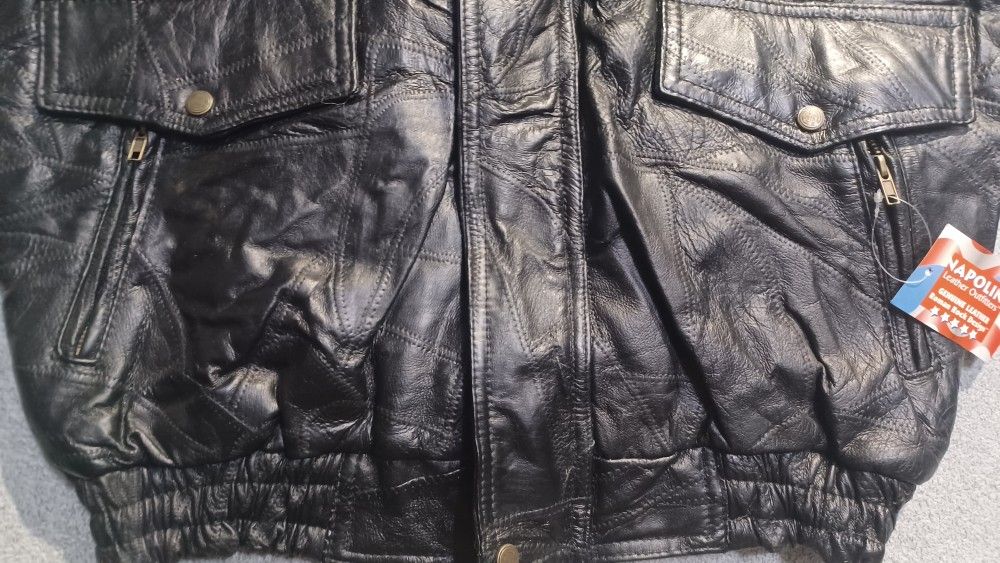 Men's Size Xlarge Brand New Napoline Leather Jacket Tags Warm
