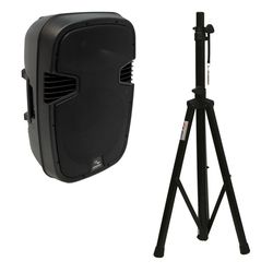 Harmony Audio HA-L15BA Pro DJ Bluetooth 15" 1200W Powered PA Speaker – With Stand