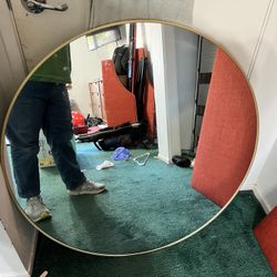 Wall mounted Round mirror with Gold Metal Frame
