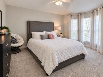Gray Upholstered Bed Frame with Tall Headboard