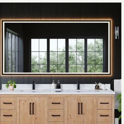 84” LED Mirror With Black Or Gold Frame 