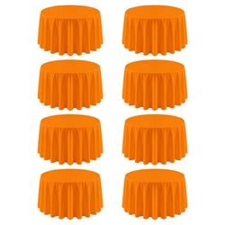8 Pack Round Tablecloth 120 Inch Cloth Orange Tablecloth For Round Tables, Washable Polyester Table Cloth Stain And Wrinkle Resistant Decorative Table