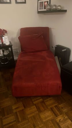 Red Microfiber Chaise Lounge Chair
