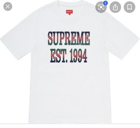 Supreme -Cotton Mesh Gradient Logo in white. Size : large.
