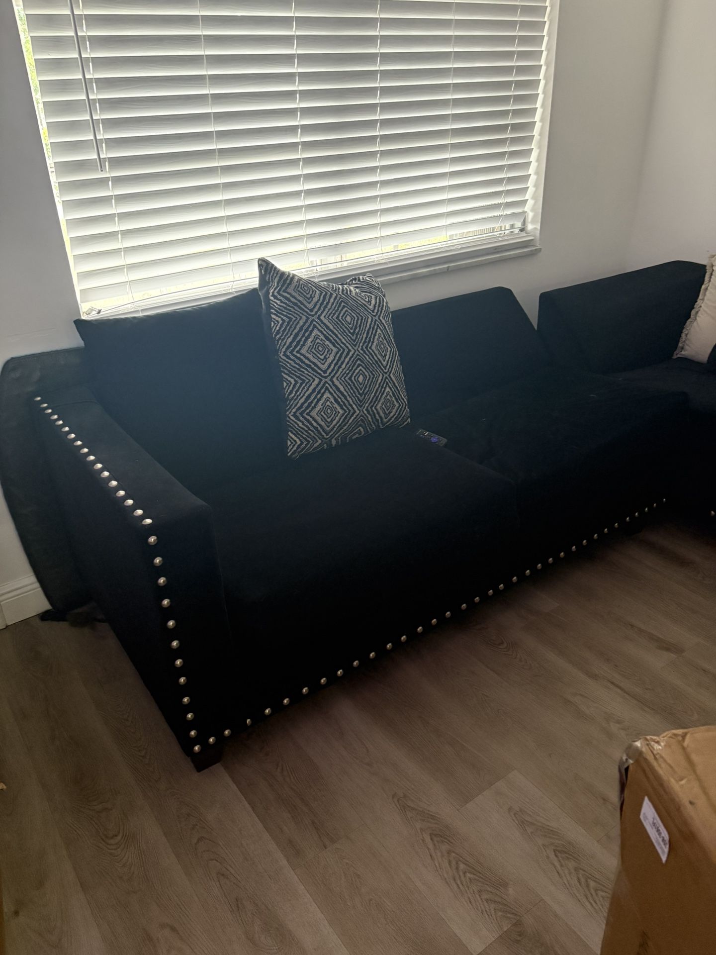 Black Velvet Sectional Couch